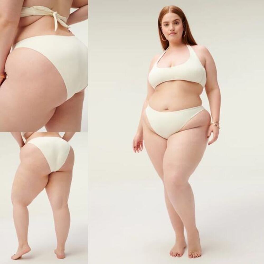 Good American Rib Better‎ Cheeky Bottom Swim Bikini Ivory 2XL GA 5